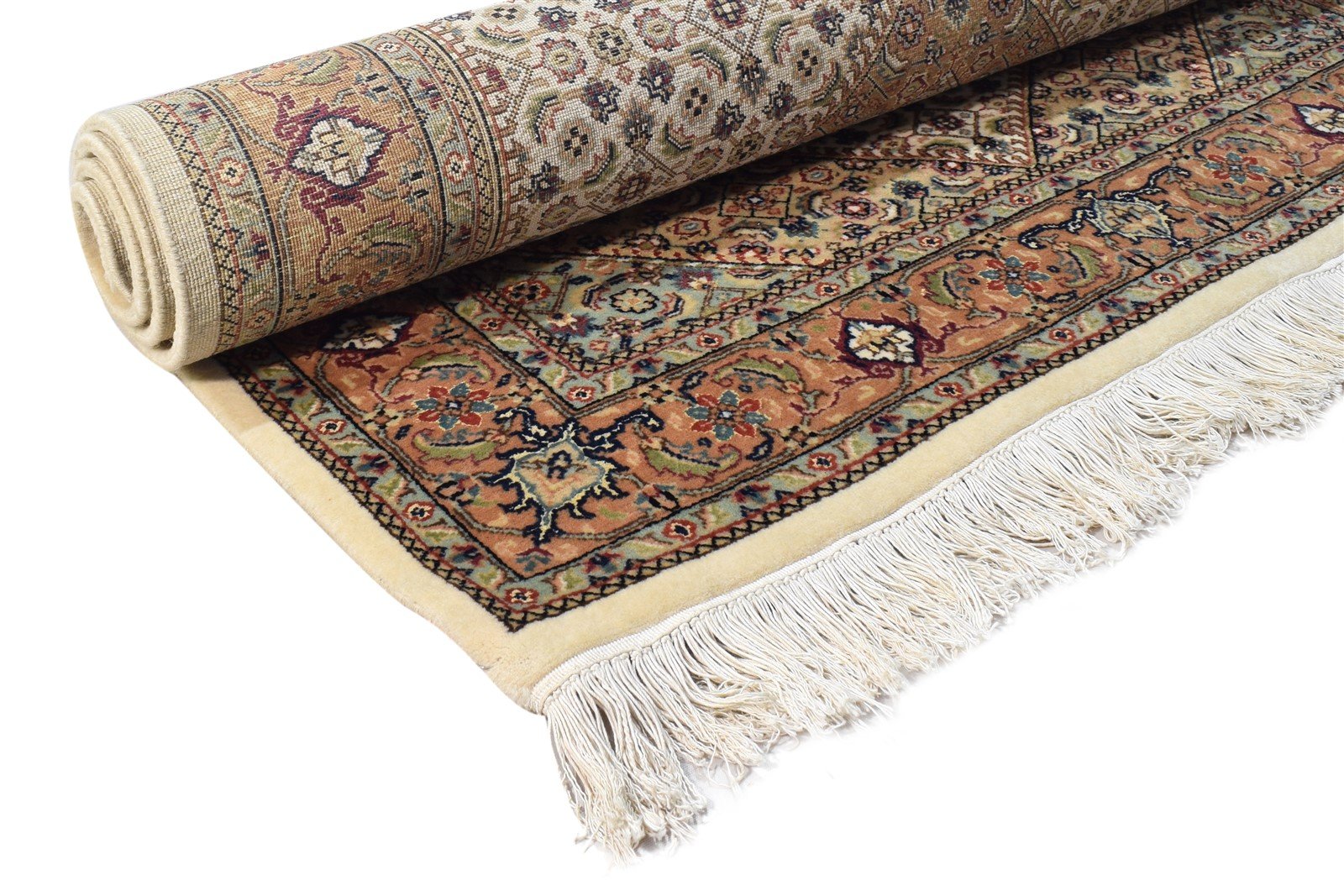 Beige Wool / Silk Rug 4X6 Persien Hand Knotted Kashan Oriental Room Size Carpet 7865129271445