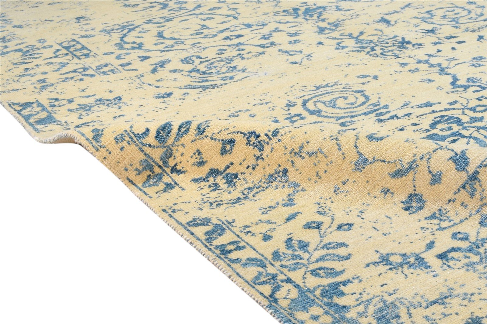 Beige Wool / Silk Rug 5X8 Modern Hand Knotted French Floral Room Size Carpet 7864312955029