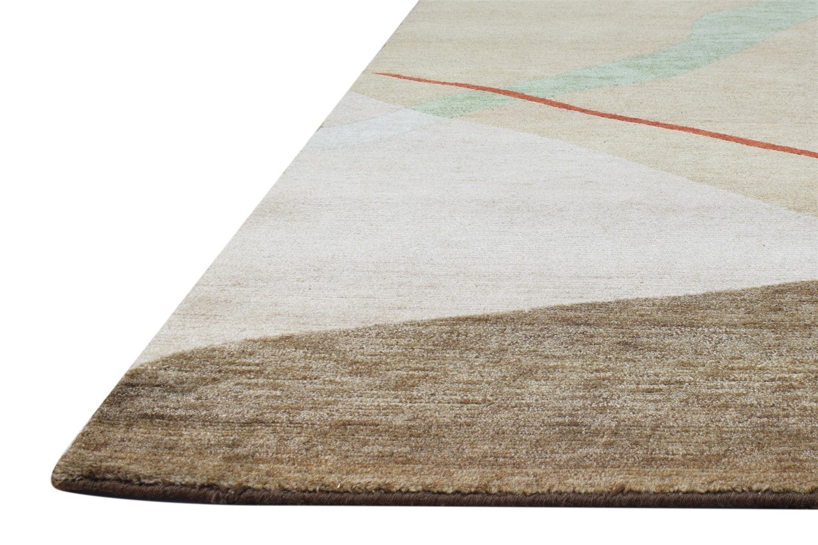 Beige Wool / Silk Rug 6X9 Modern Hand Knotted American Abstract Room Size 7865096929429