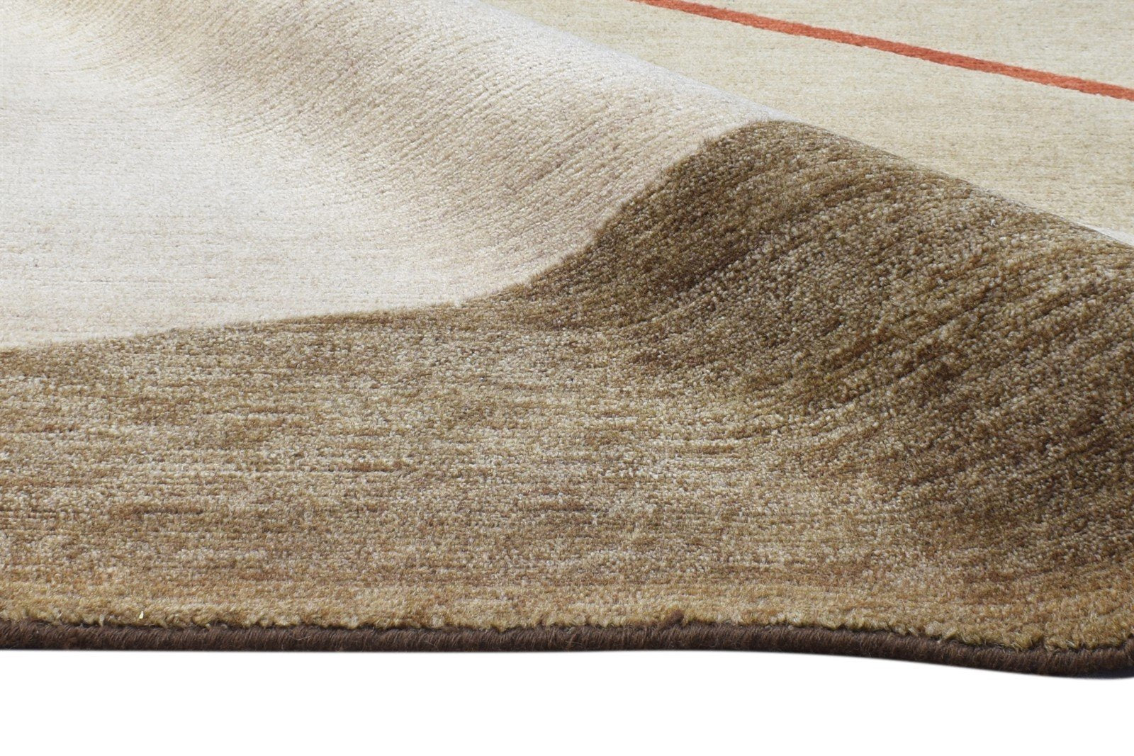 Beige Wool / Silk Rug 6X9 Modern Hand Knotted American Abstract Room Size 7865096929429