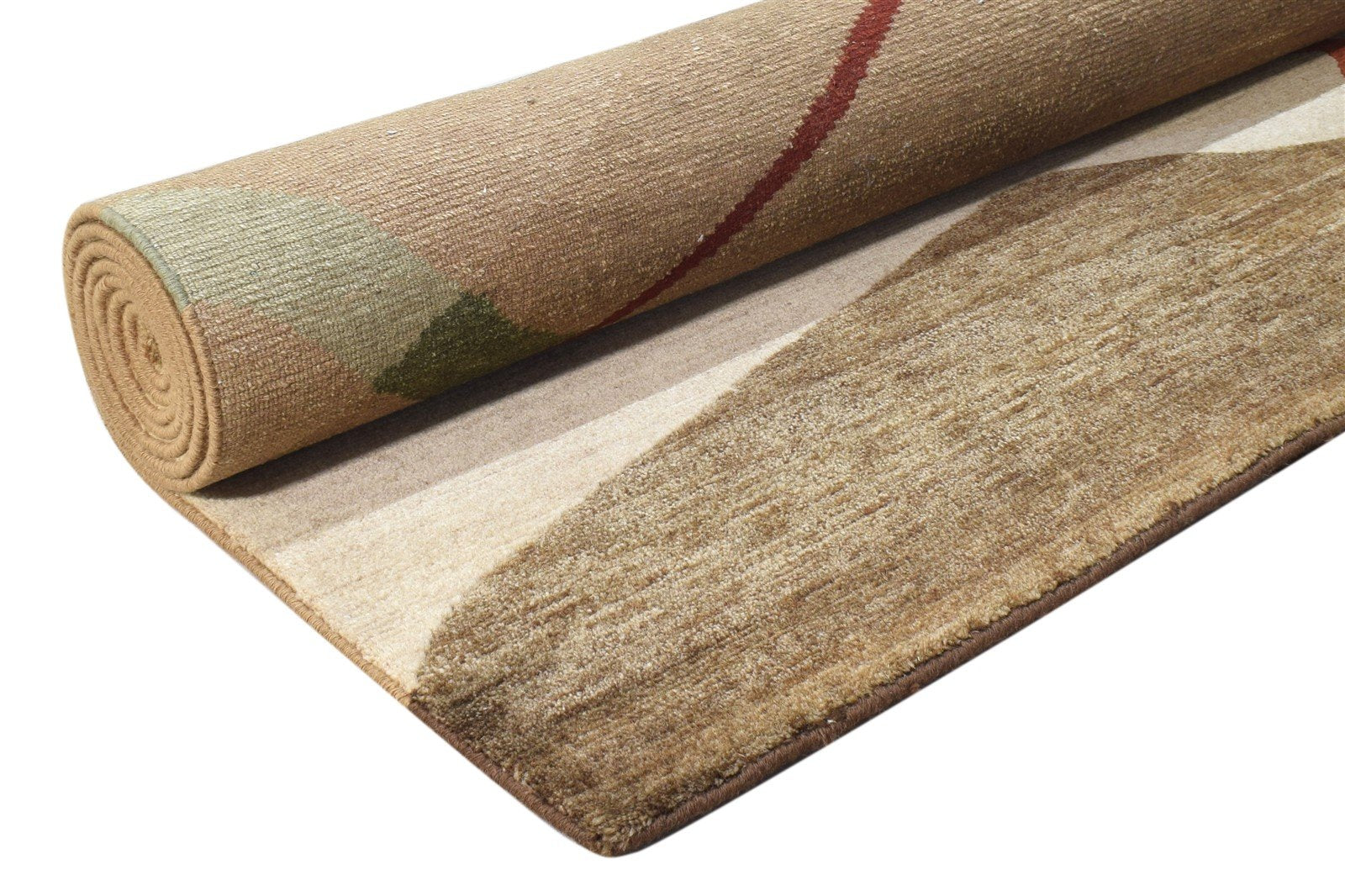 Beige Wool / Silk Rug 6X9 Modern Hand Knotted American Abstract Room Size 7865096929429