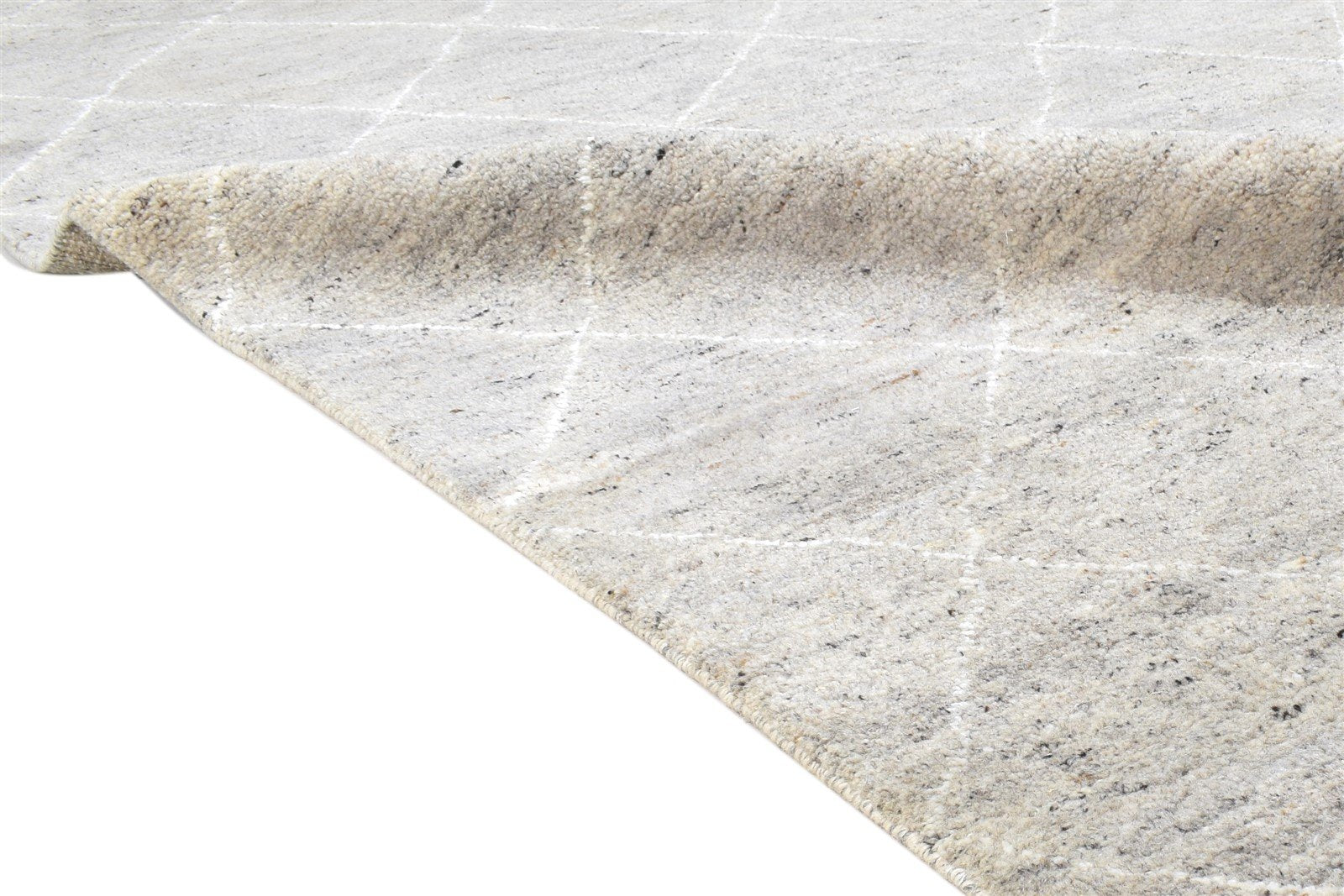 Beige Wool / Silk Rug 6X9 Modern Hand Knotted Moroccan Diamond Room Size Carpet 7864102191253