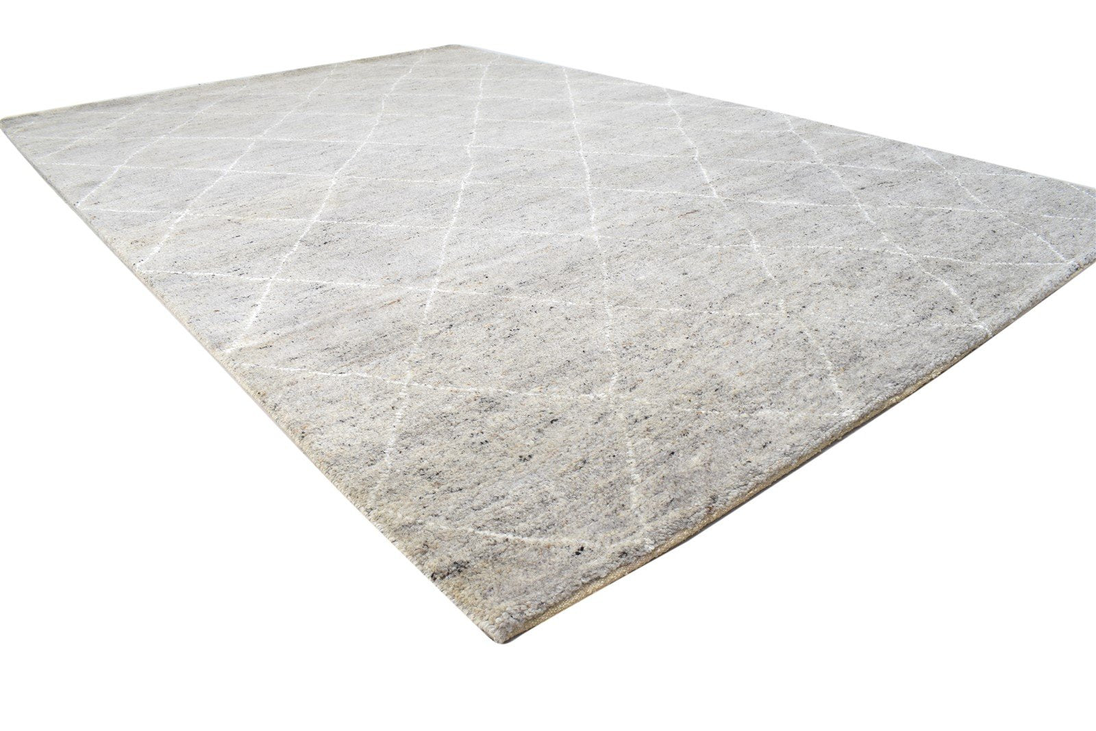 Beige Wool / Silk Rug 6X9 Modern Hand Knotted Moroccan Diamond Room Size Carpet 7864102191253