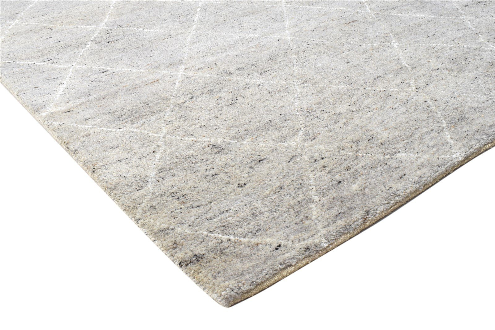 Beige Wool / Silk Rug 6X9 Modern Hand Knotted Moroccan Diamond Room Size Carpet 7864102191253