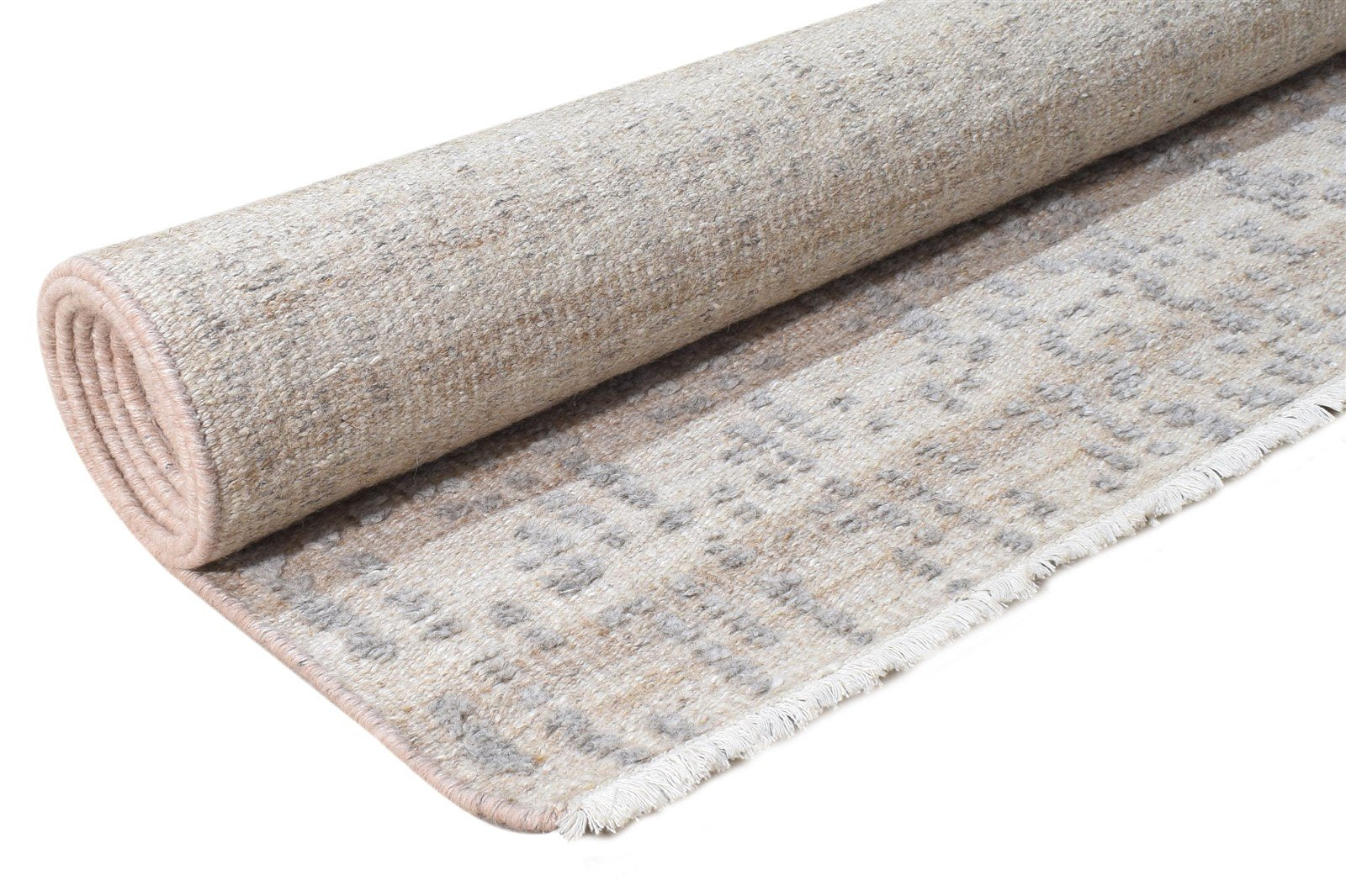 Beige Wool Silk Rug 6X9 Modern Hand Knotted Scandinavian Trellis Room Size 7864626380949