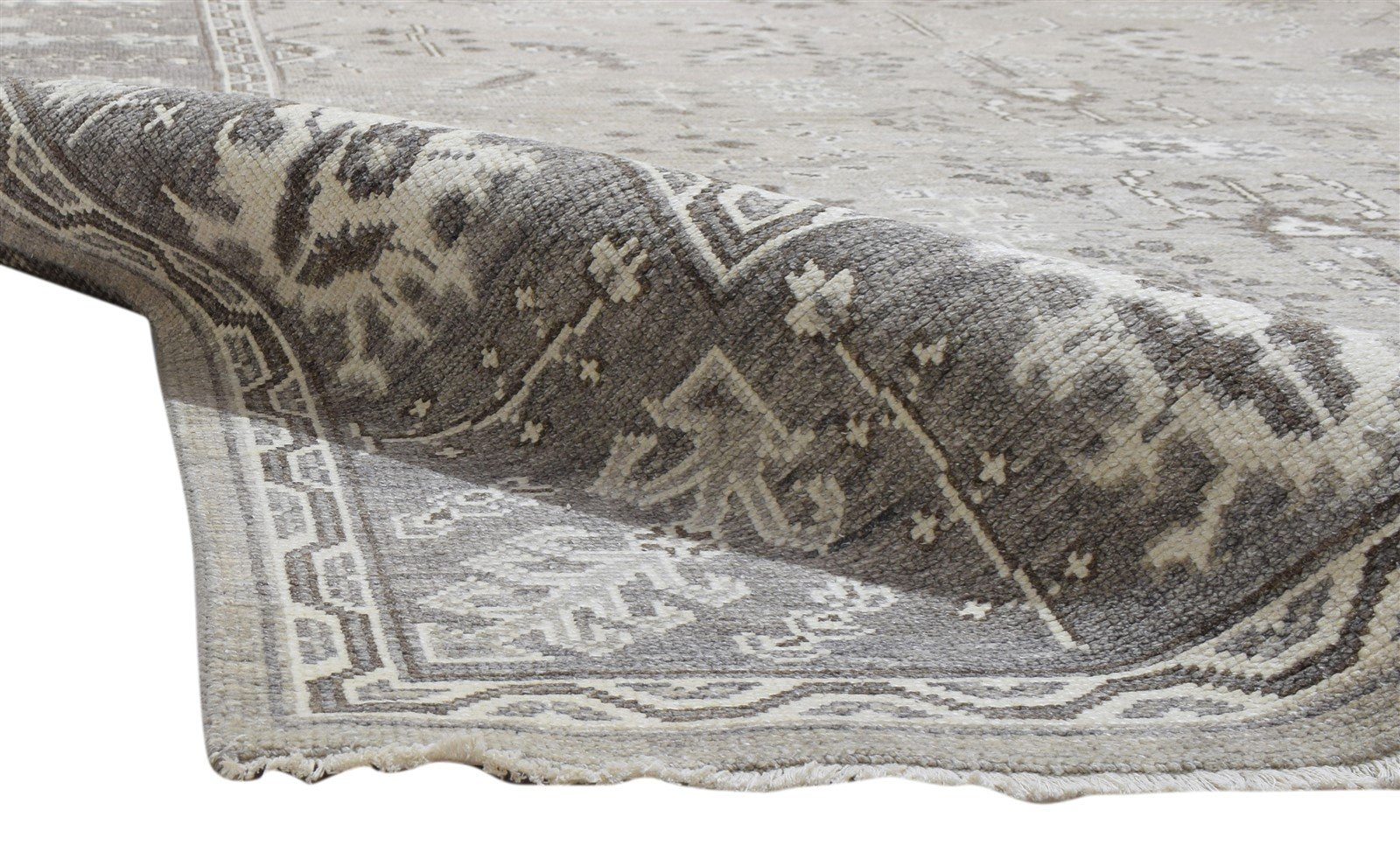 Beige Wool Silk Rug 8X10 Persian Hand Knotted Sarouk-Indian Oriental Large 7864082563221