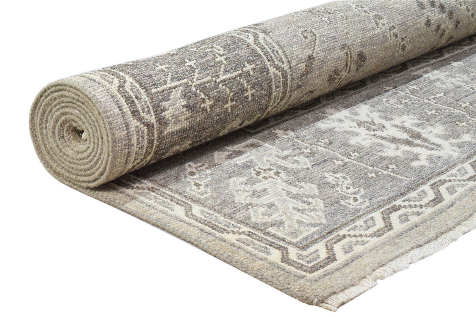 Beige Wool Silk Rug 8X10 Persian Hand Knotted Sarouk-Indian Oriental Large 7864082563221