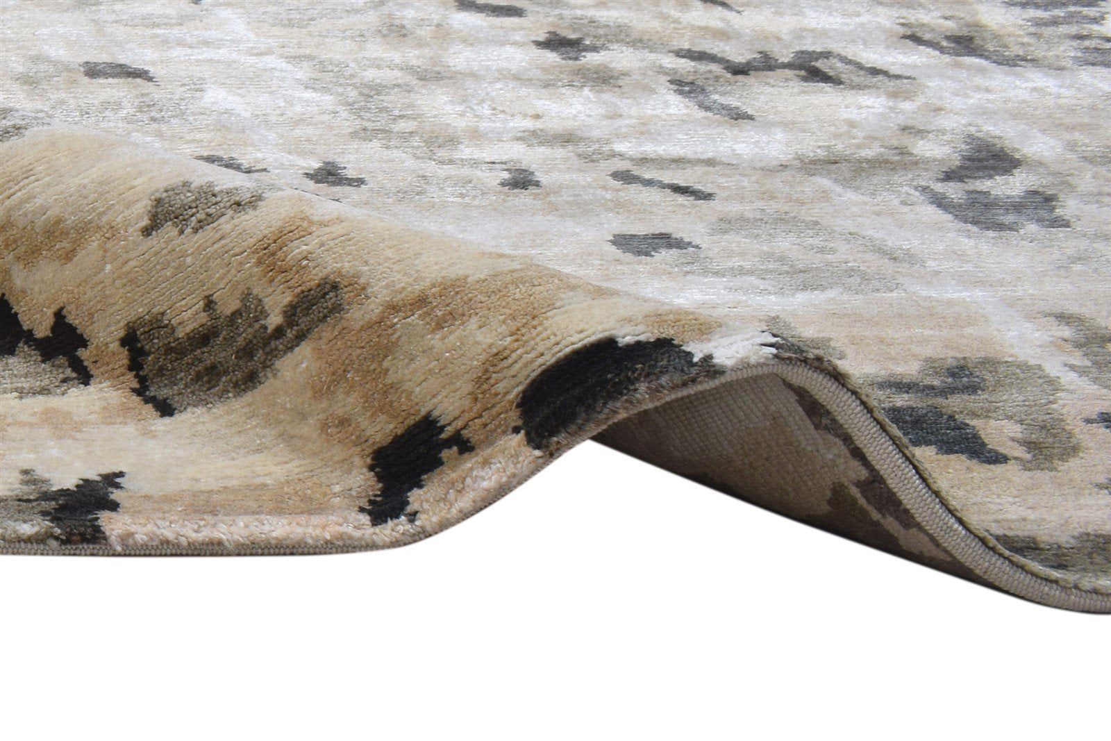 Beilul Silk Beige Rug 5' X 8' Modern Hand Knotted Indian Abstract   7864090755221