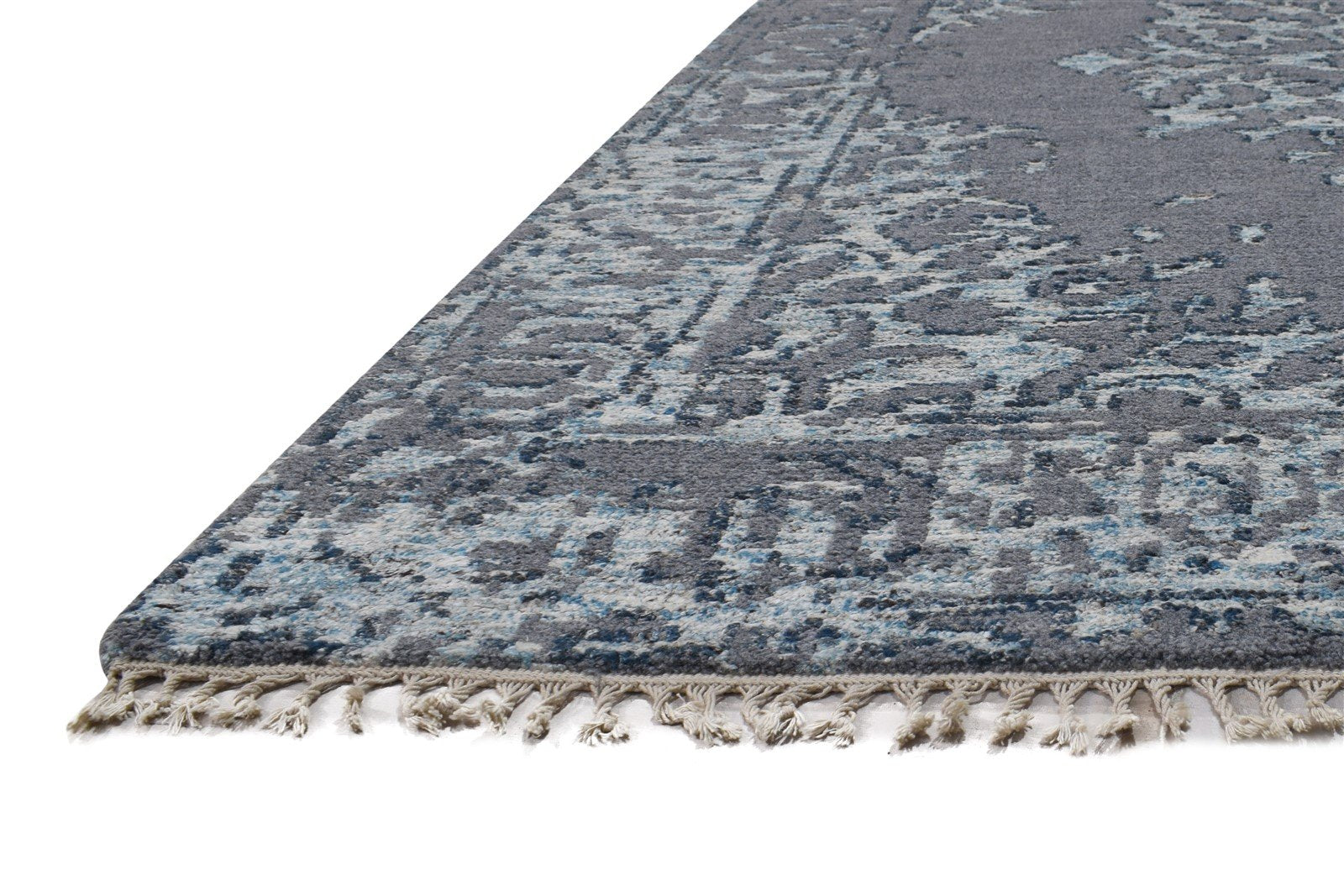 Biddie 5X8 Rug Wool / Silk Grey Persian Hand Knotted Oriental Medallion   7864895537301