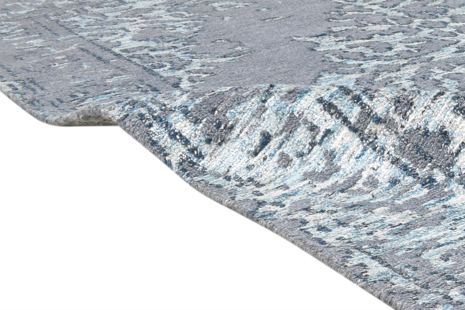 Biddie 5X8 Rug Wool / Silk Grey Persian Hand Knotted Oriental Medallion   7864895537301