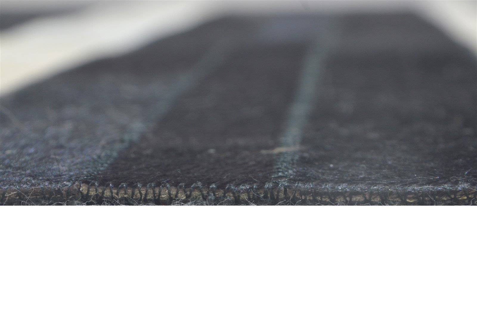 Black Leather Rug 5X8 Modern Hand Woven Scandinavian Striped Room Size Carpet 7864432328853