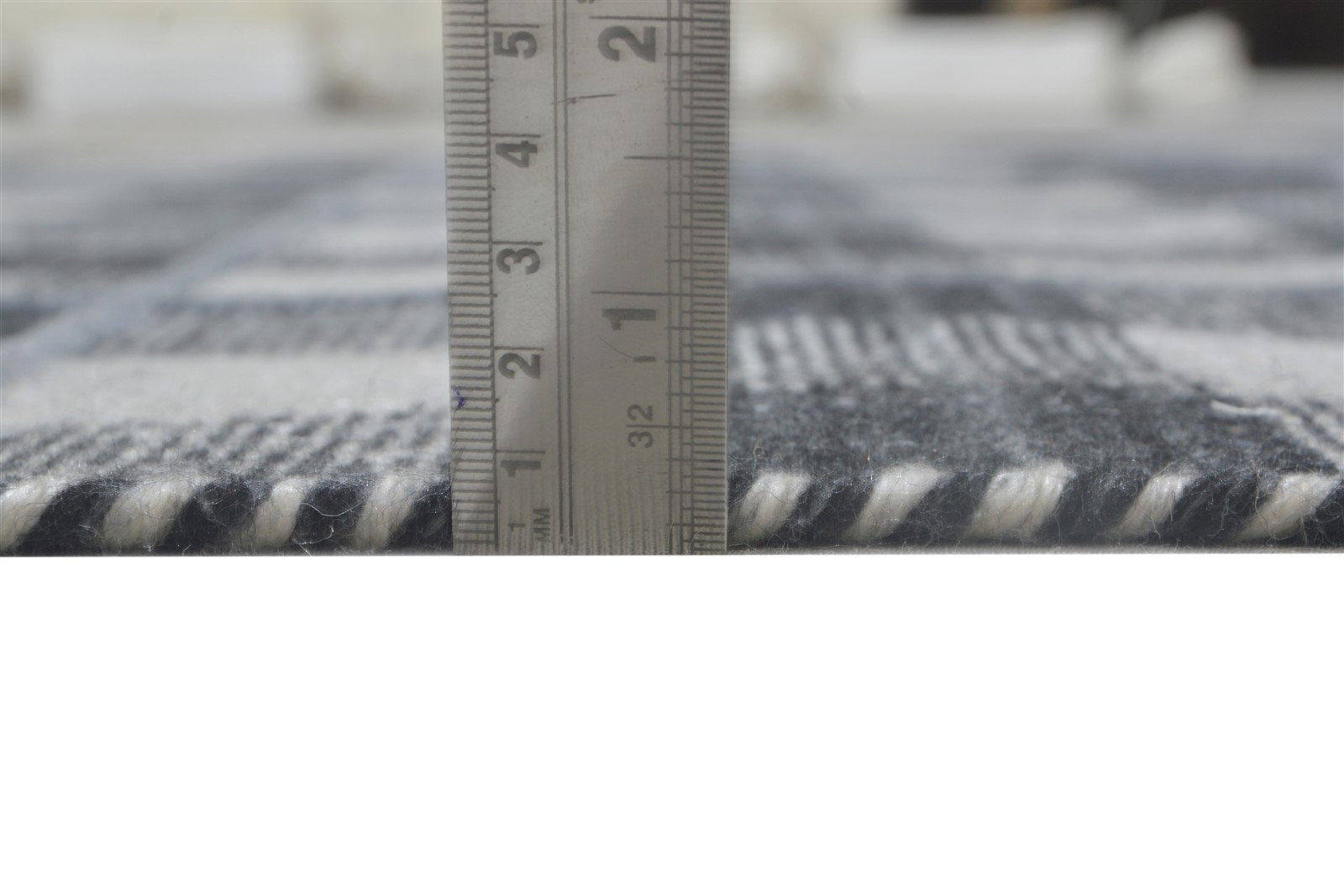 Black Pet Yarn Rug 5' X 8' Modern Handloom Scandinavian Plaids Room Size Carpet 7864232116373