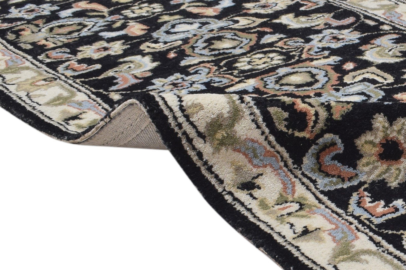 Black Wool Rug 2'6 X 8' Persian Hand Tufted Kashan Oriental Small Runner 7864851169429