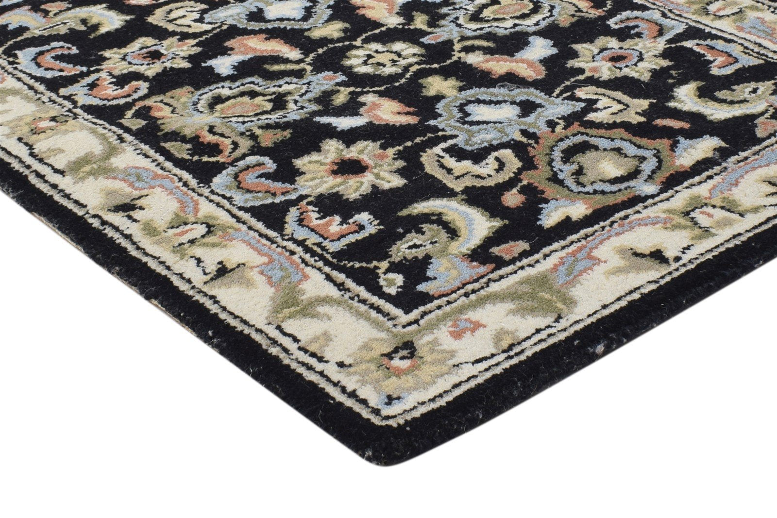 Black Wool Rug 2'6 X 8' Persian Hand Tufted Kashan Oriental Small Runner 7864851169429
