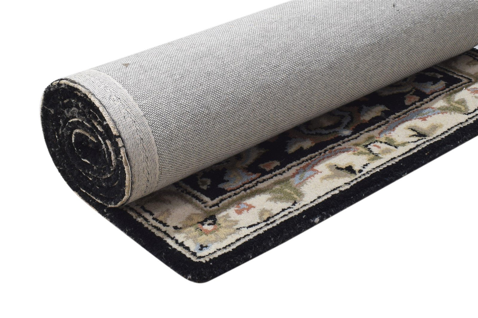 Black Wool Rug 2'6 X 8' Persian Hand Tufted Kashan Oriental Small Runner 7864851169429