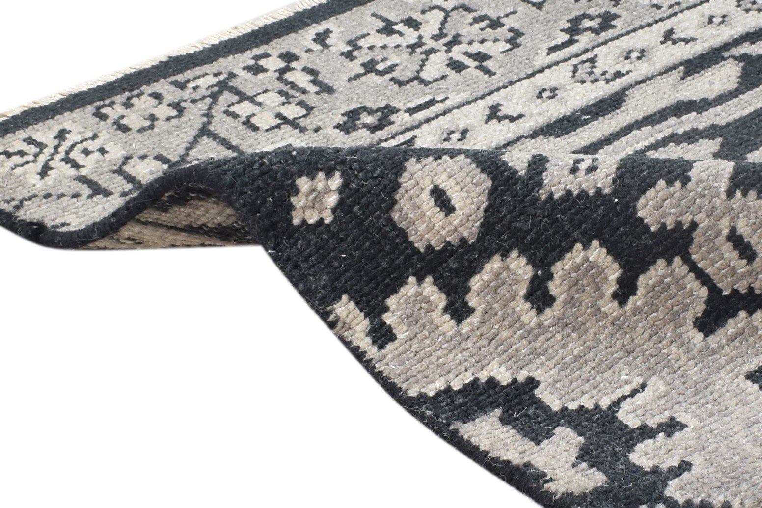 Black Wool Rug 2' X 2' Persian Hand Knotted Oushak Oriental Small Carpet 7865159647381