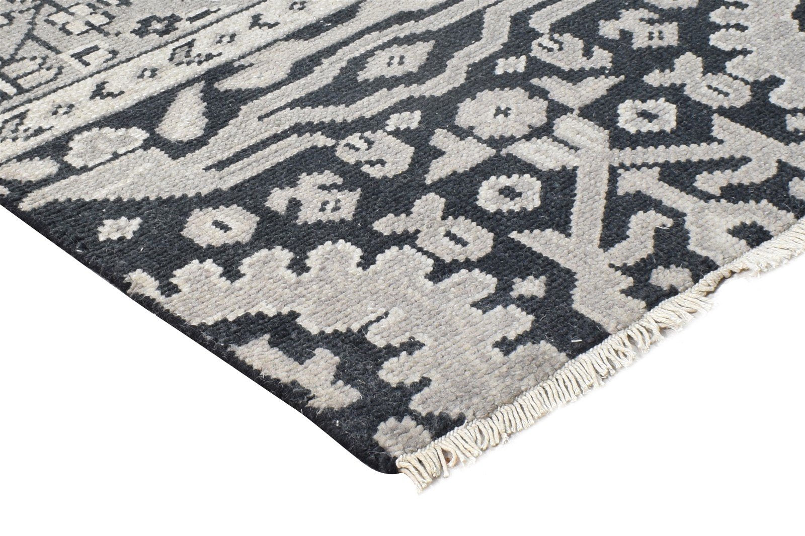 Black Wool Rug 2' X 2' Persian Hand Knotted Oushak Oriental Small Carpet 7865159647381
