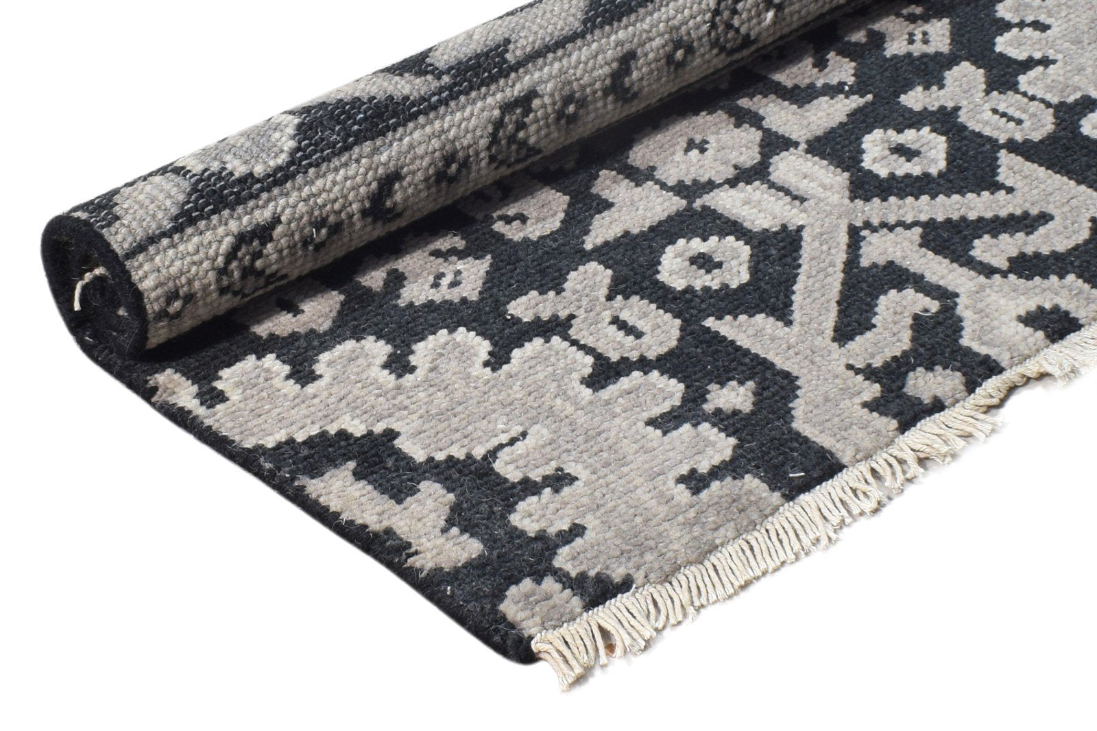 Black Wool Rug 2' X 2' Persian Hand Knotted Oushak Oriental Small Carpet 7865159647381