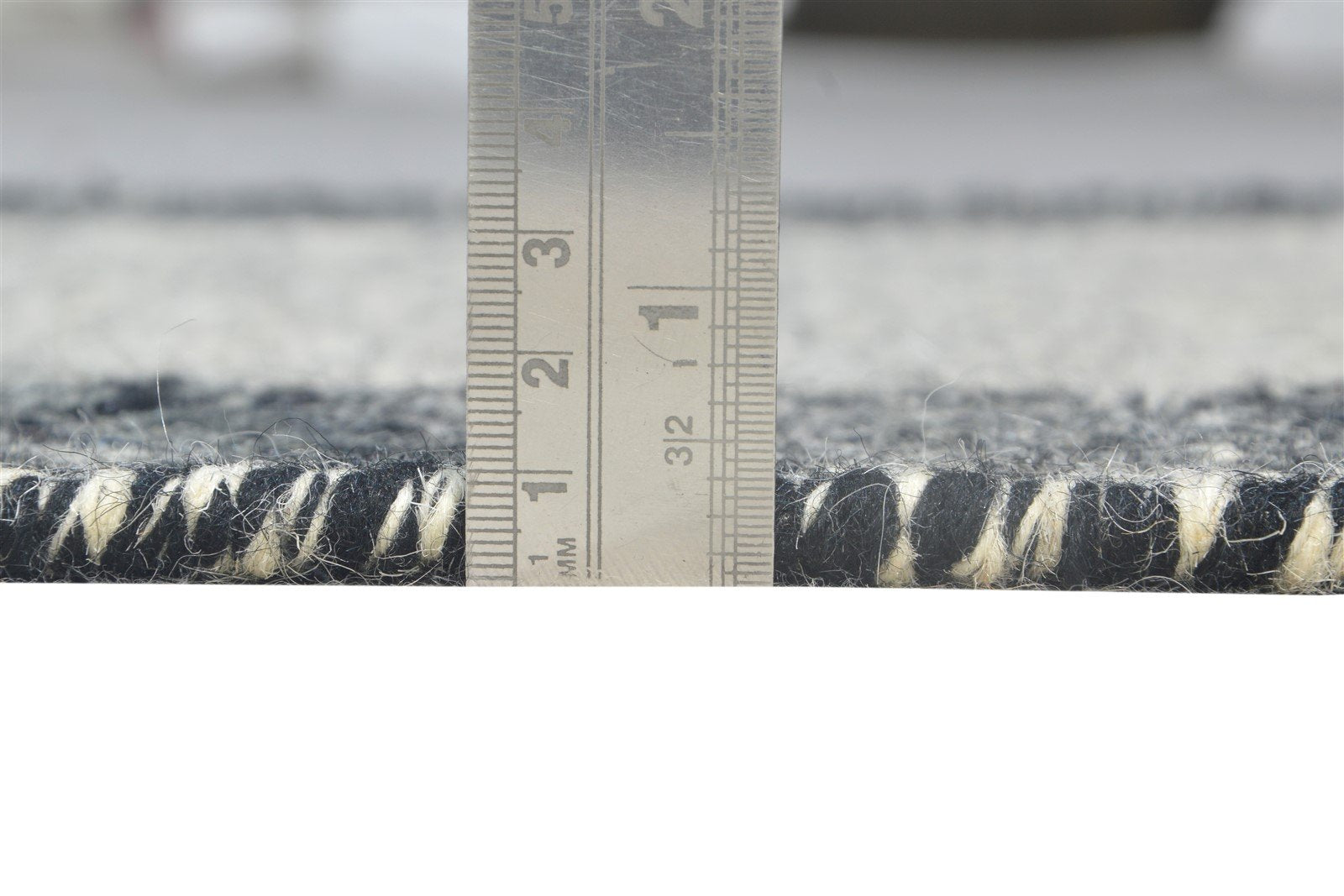 Black Wool Rug 2' X 3' Modern Dhurrie Scandinavian Bordered Small Carpet 7865138086037