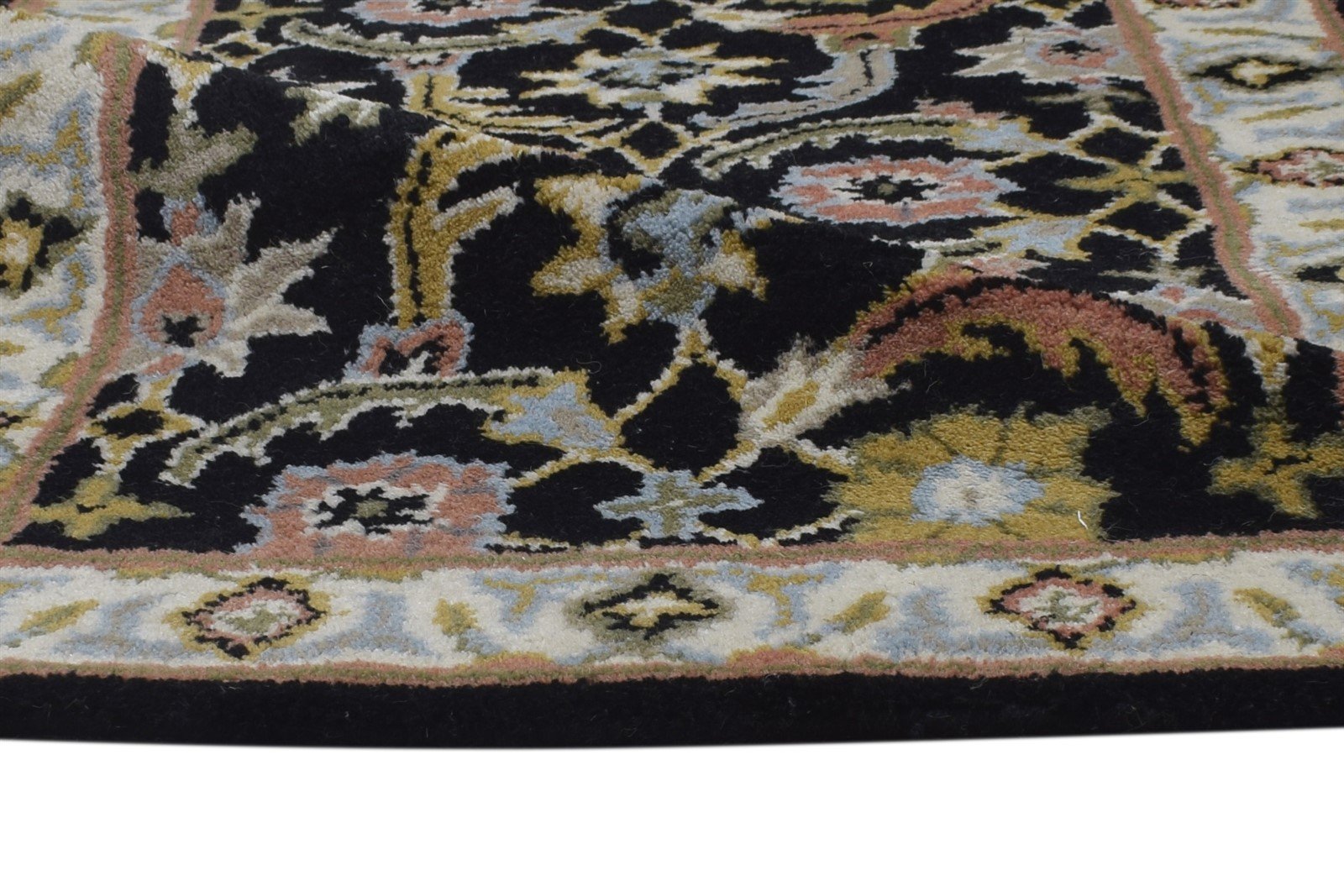 Black Wool Rug 2' X 8' Persien Hand Tufted Kashan Oriental Small Runner 7864857198741