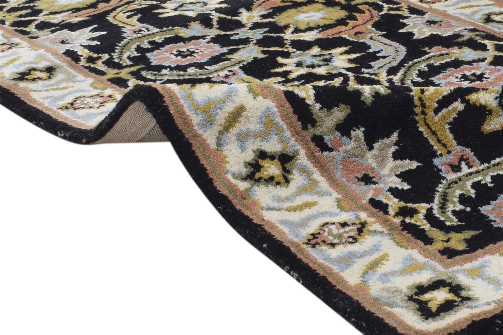 Black Wool Rug 2' X 8' Persien Hand Tufted Kashan Oriental Small Runner 7864857198741