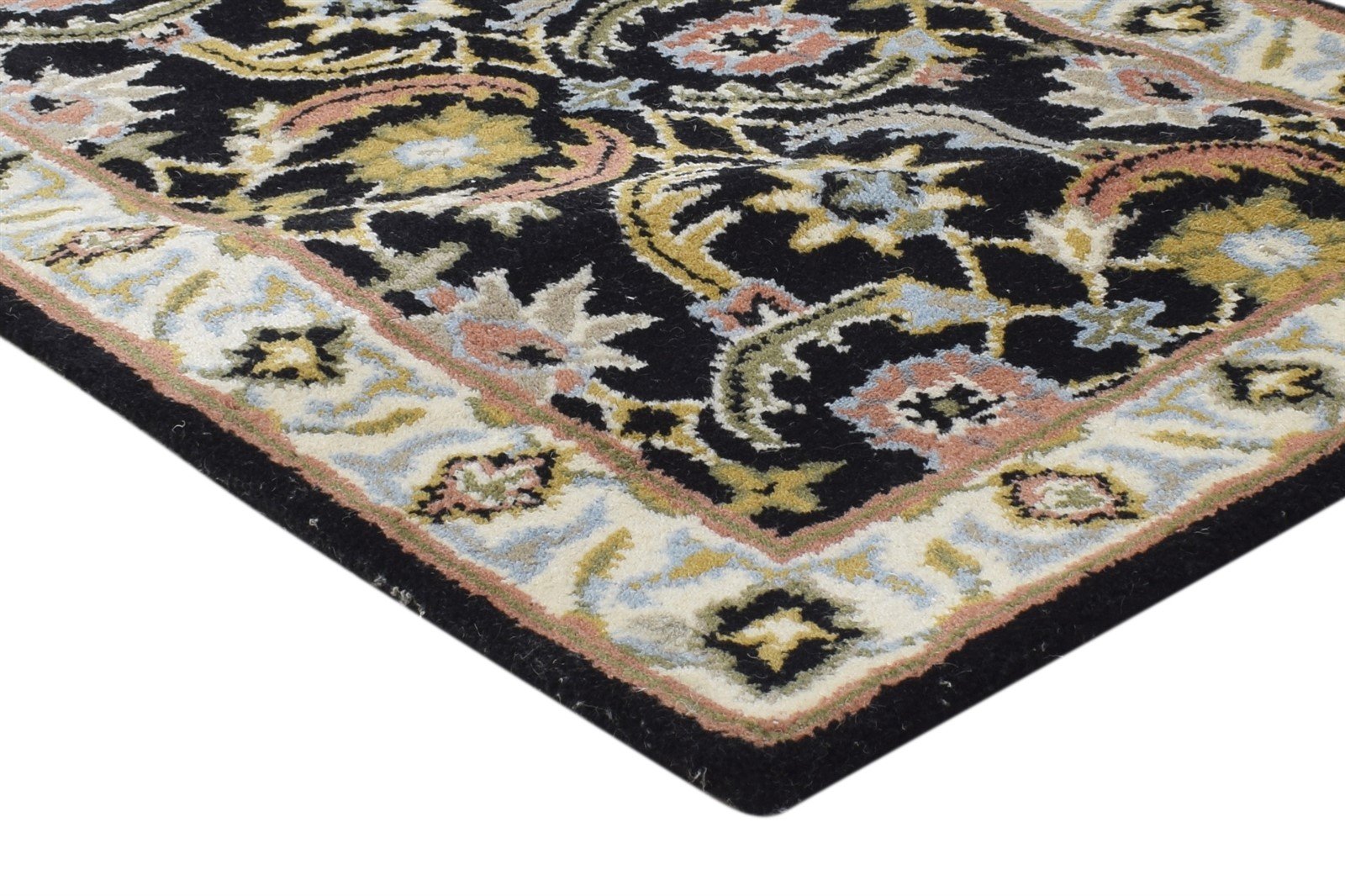 Black Wool Rug 2' X 8' Persien Hand Tufted Kashan Oriental Small Runner 7864857198741