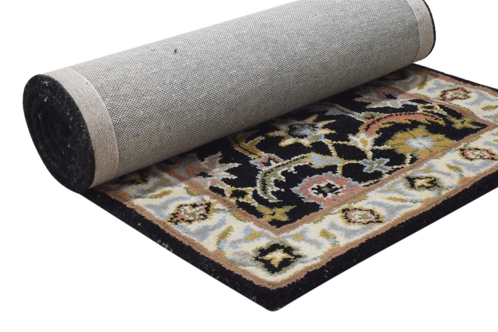 Black Wool Rug 2' X 8' Persien Hand Tufted Kashan Oriental Small Runner 7864857198741