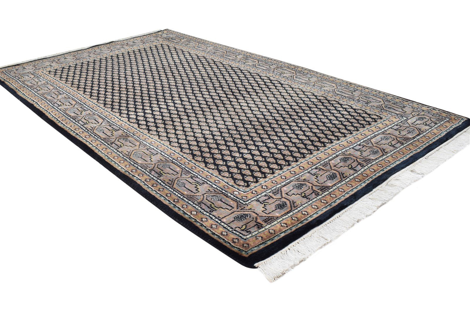 Black Wool Rug 3' X 5' Persian Hand Knotted Qum Oriental Room Size Carpet 7864677761173
