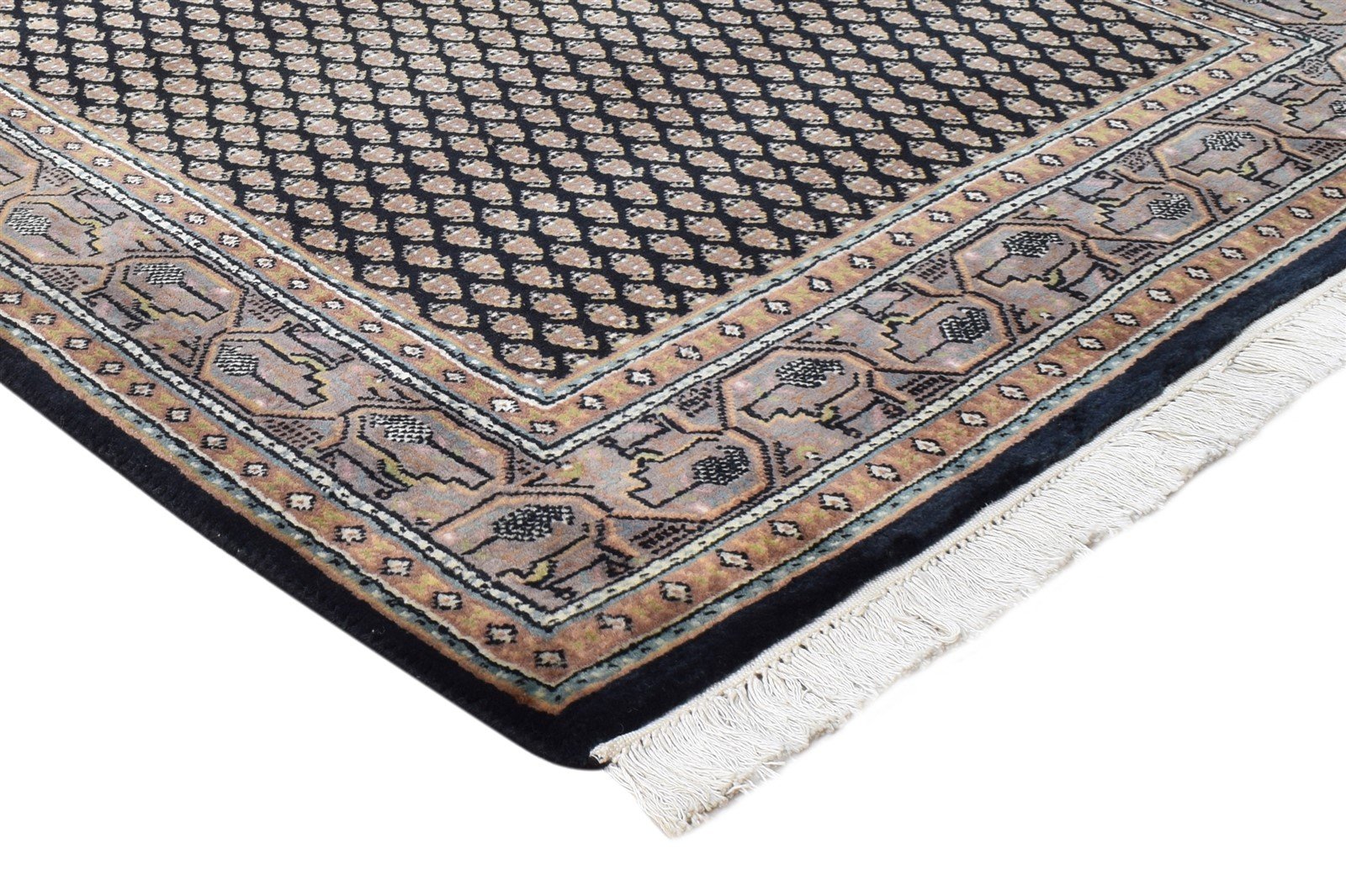 Black Wool Rug 3' X 5' Persian Hand Knotted Qum Oriental Room Size Carpet 7864677761173