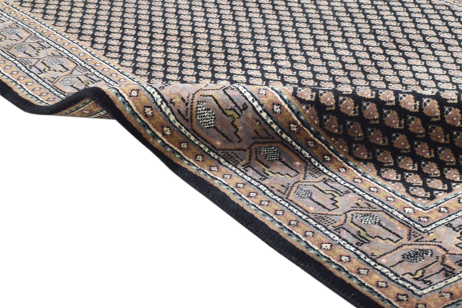Black Wool Rug 3' X 5' Persian Hand Knotted Qum Oriental Room Size Carpet 7864677761173