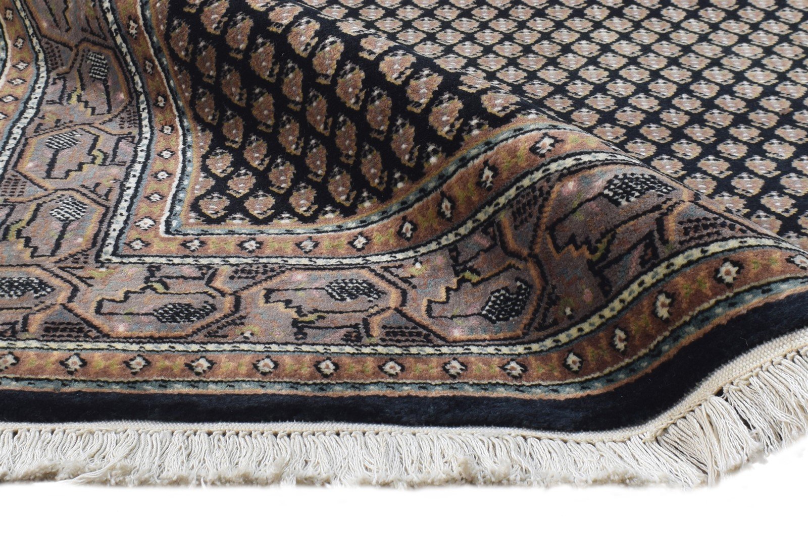 Black Wool Rug 3' X 5' Persian Hand Knotted Qum Oriental Room Size Carpet 7864677761173