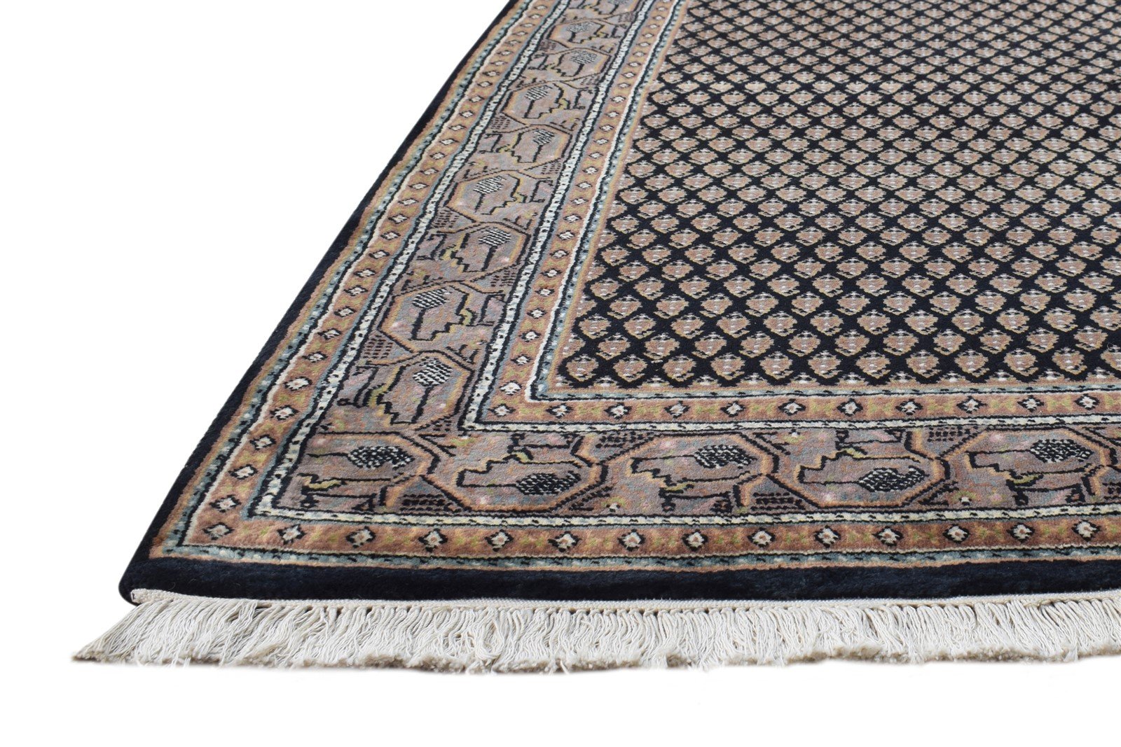 Black Wool Rug 3' X 5' Persian Hand Knotted Qum Oriental Room Size Carpet 7864677761173