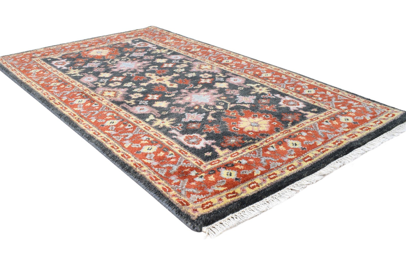 Black Wool Rug 3' X 5' Persien Hand Knotted Oushak Oriental Room Size Carpet 7865092833429