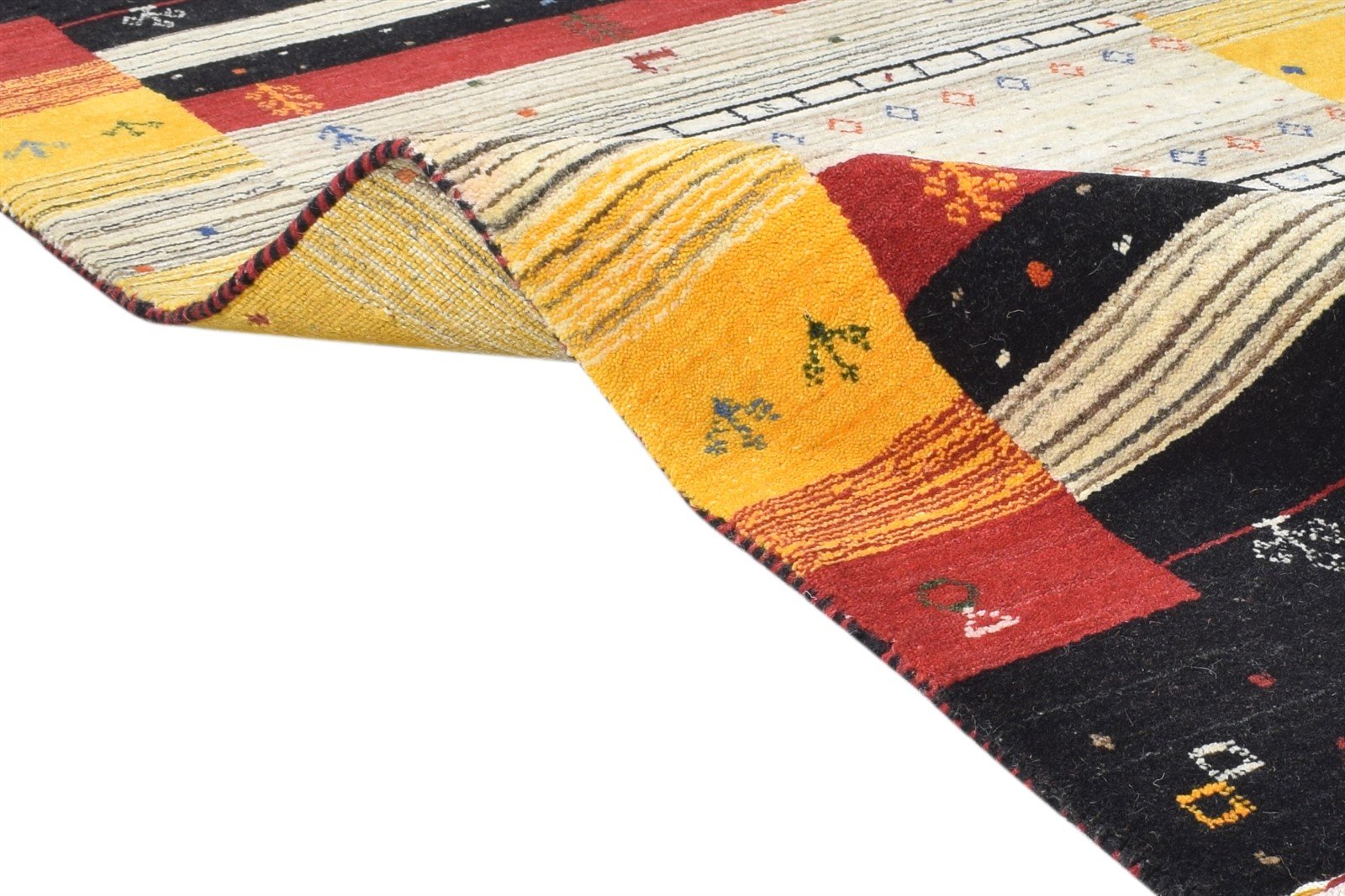 Black Wool Rug 3' X 5' Tribal Handloom Gabbeh Southwestern Small Carpet 7865138938005