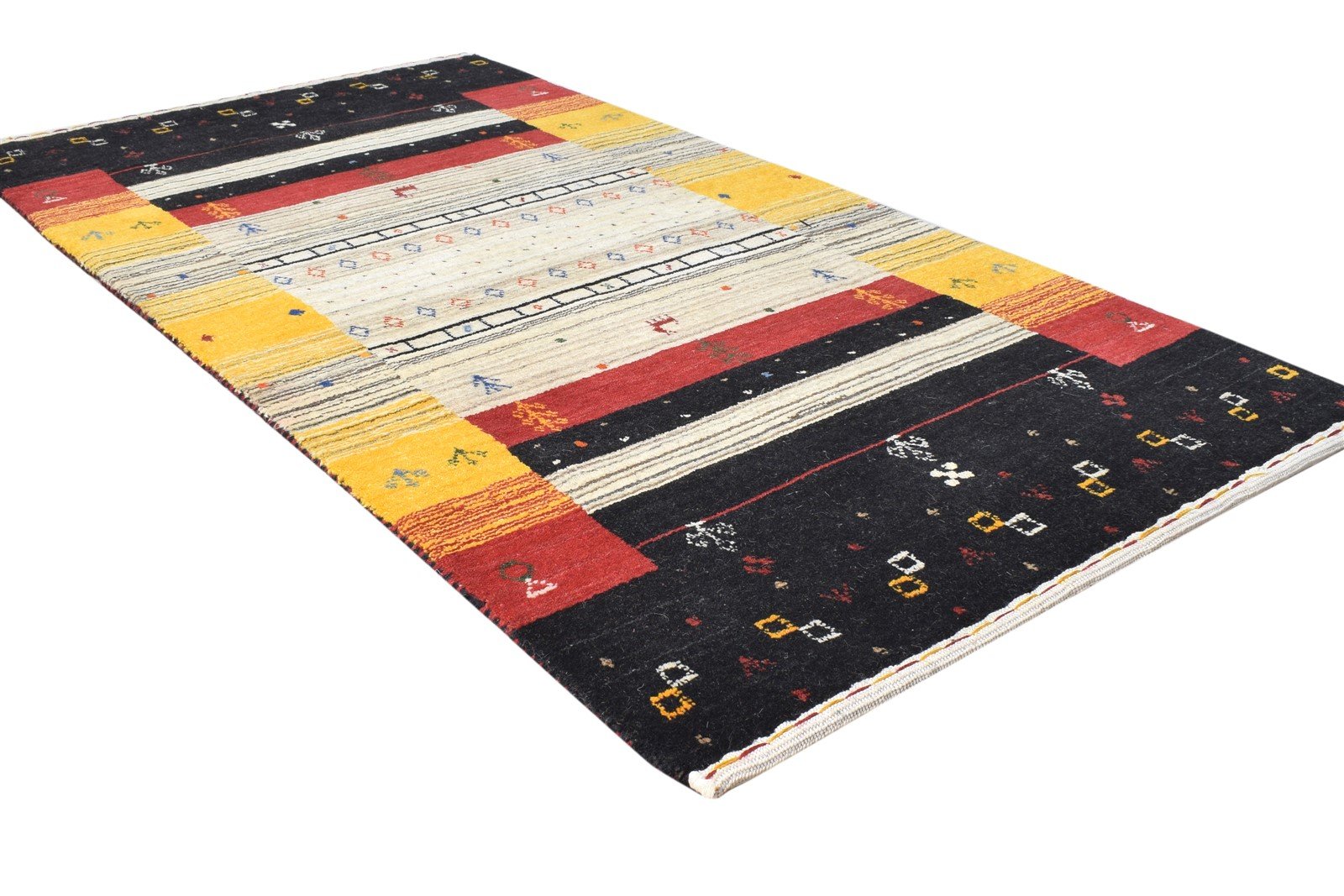 Black Wool Rug 3' X 5' Tribal Handloom Gabbeh Southwestern Small Carpet 7865138938005