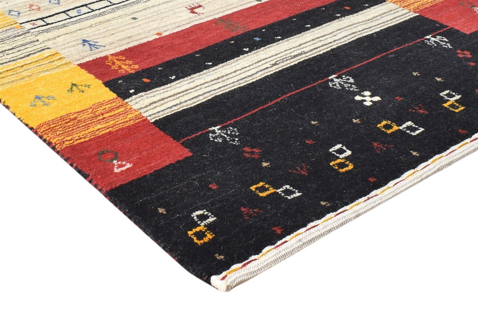 Black Wool Rug 3' X 5' Tribal Handloom Gabbeh Southwestern Small Carpet 7865138938005