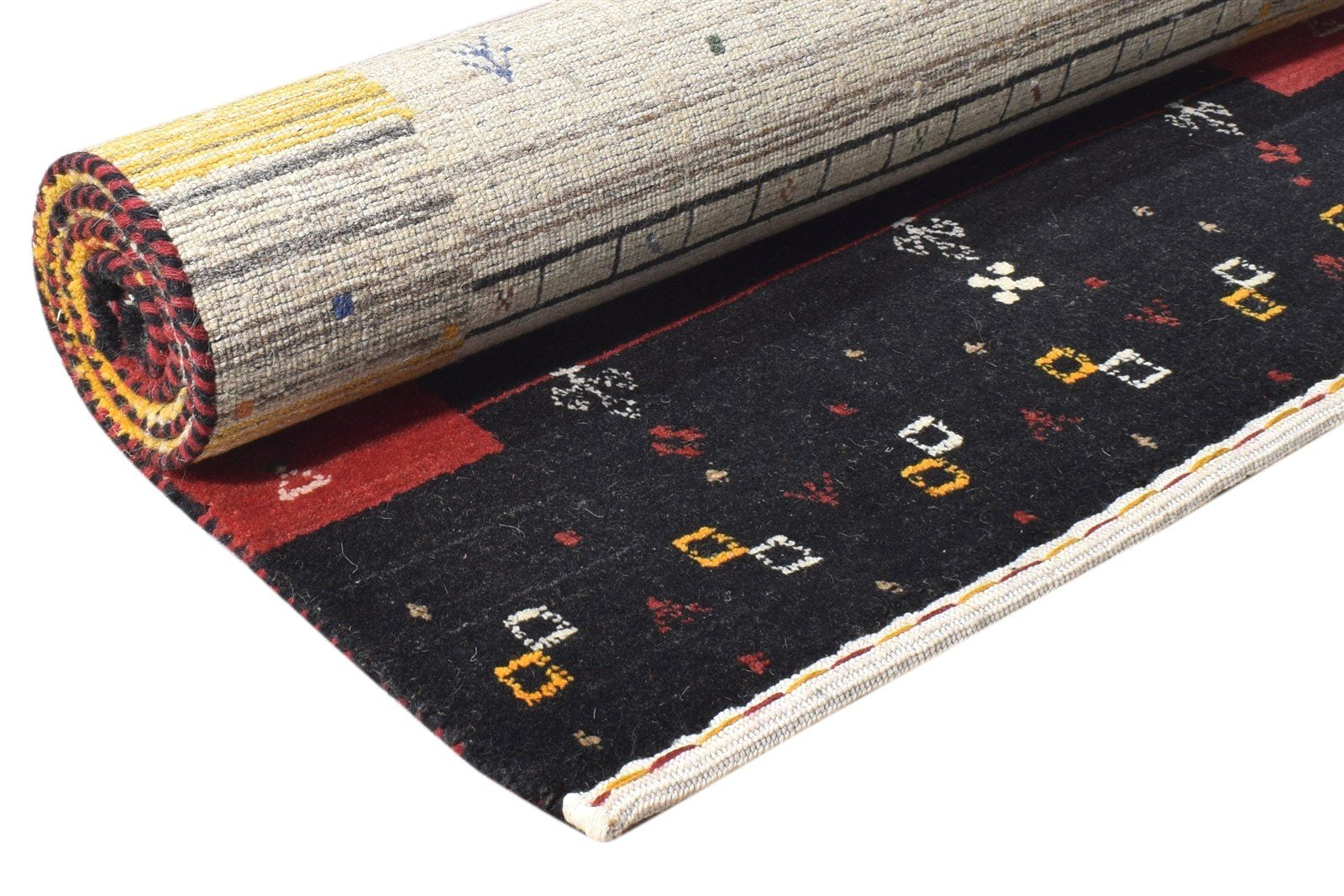 Black Wool Rug 3' X 5' Tribal Handloom Gabbeh Southwestern Small Carpet 7865138938005