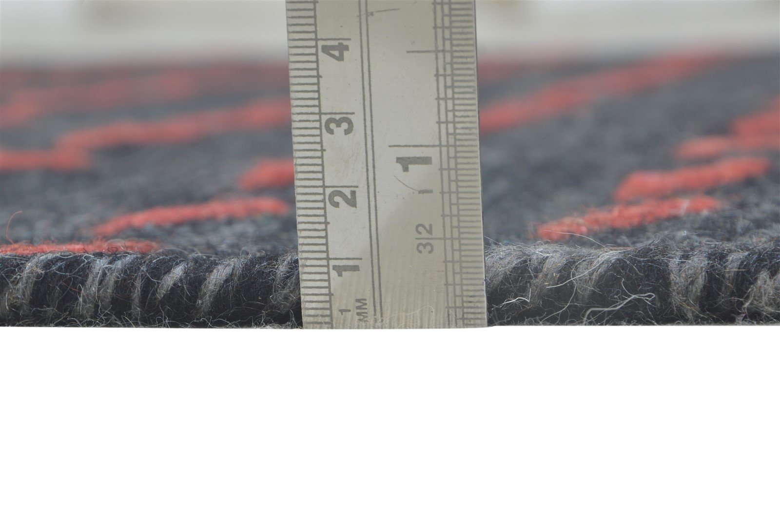 Black Wool Rug 4' X 6' Modern Dhurrie Scandinavian Abstract Room Size Carpet 7865004916885