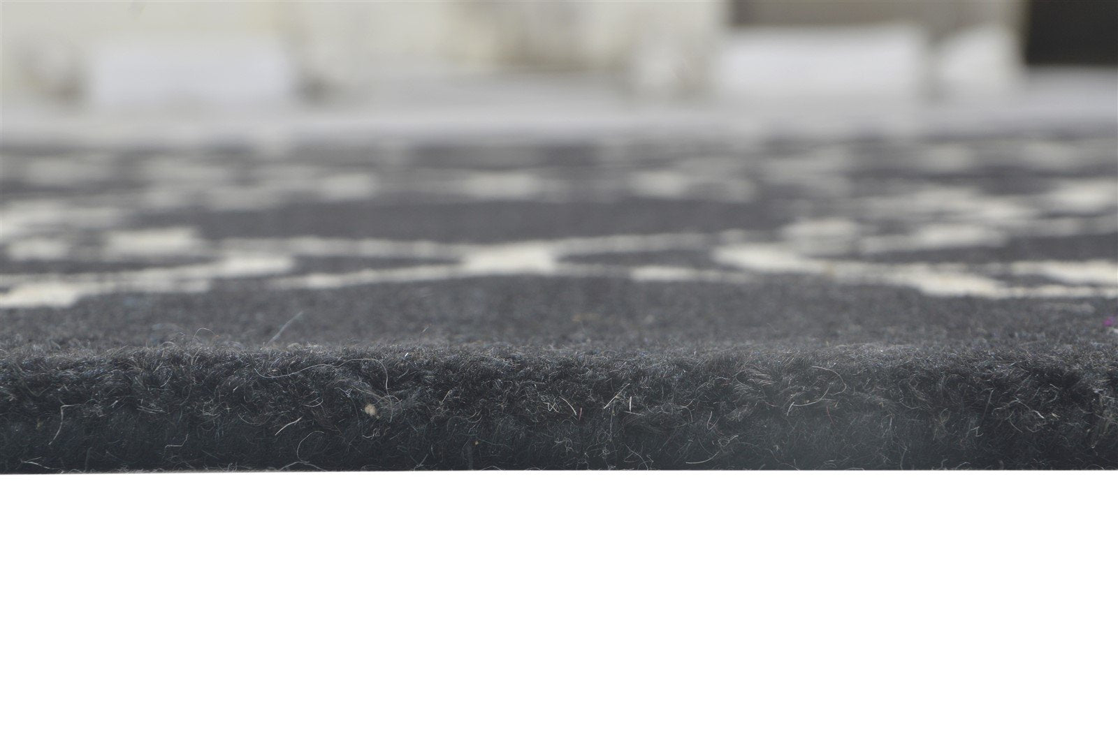 Black Wool Rug 4' X 6' Modern Hand Tufted Moroccan Trellis Room Size Carpet 7864308170901