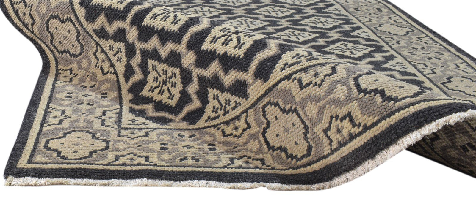Black Wool Rug 4' X 6' Persian Hand Knotted Oriental Trellis Room Size Carpet 7860681474197