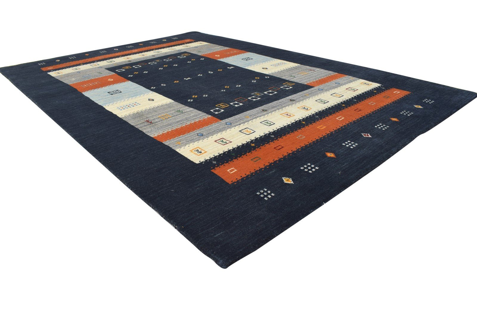 Elinore Black Wool Rug 5' X 7' Persian Hand Woven Gabbeh Southwestern 7864180572309