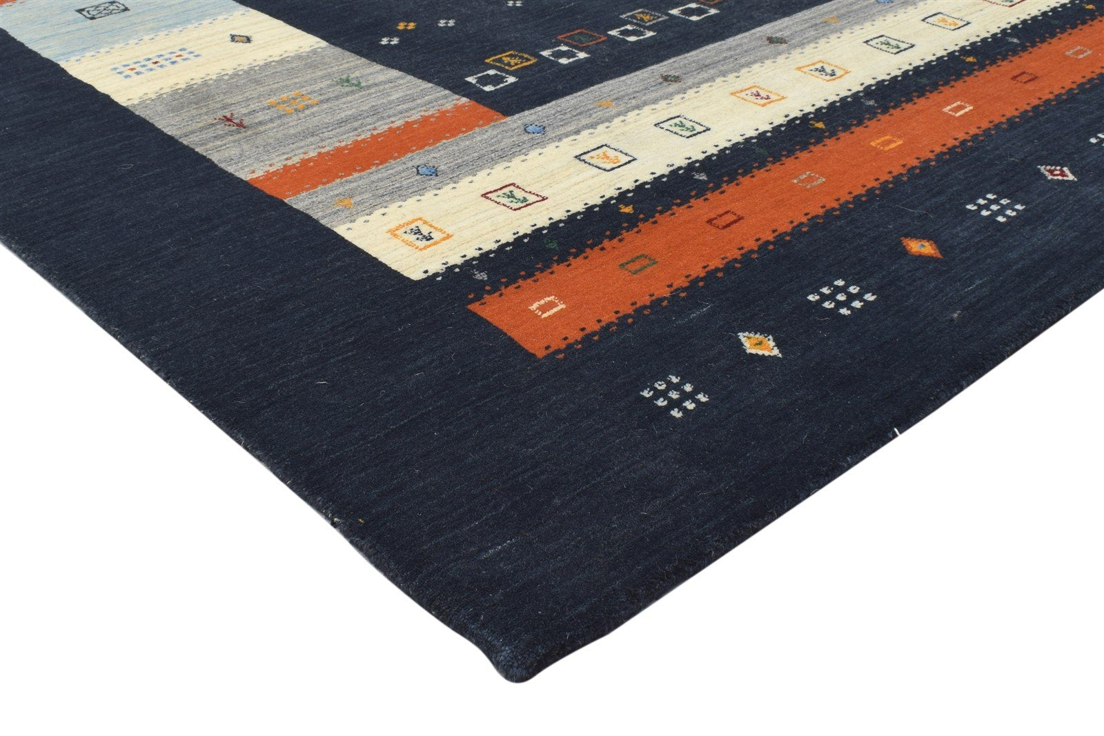 Elinore Black Wool Rug 5' X 7' Persian Hand Woven Gabbeh Southwestern 7864180572309