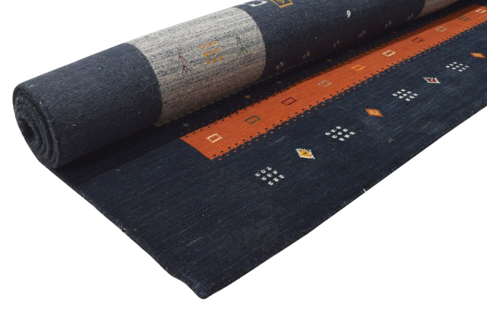 Elinore Black Wool Rug 5' X 7' Persian Hand Woven Gabbeh Southwestern 7864180572309