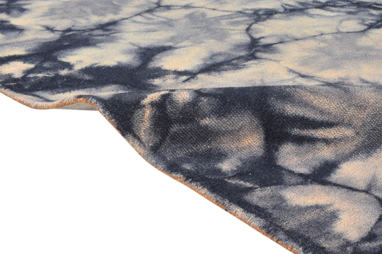 Jori Black Wool Rug 5' X 8' Modern Hand Tufted Shibori Tie Dye 7865202475157