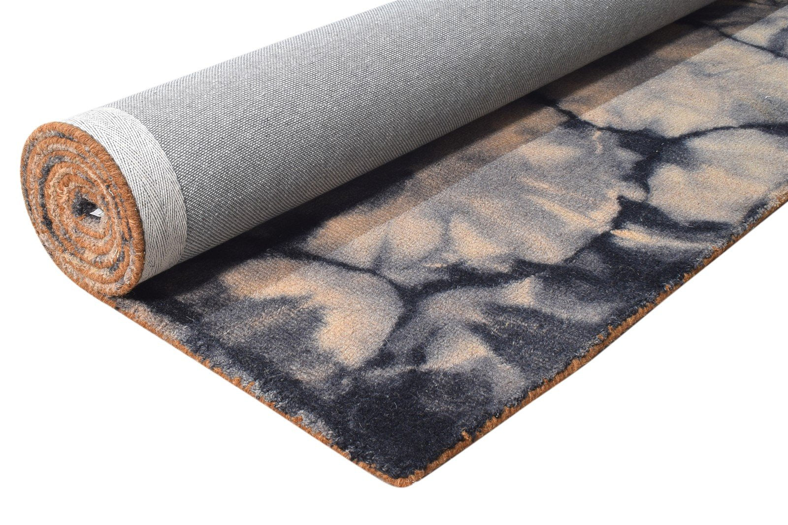 Jori Black Wool Rug 5' X 8' Modern Hand Tufted Shibori Tie Dye 7865202475157