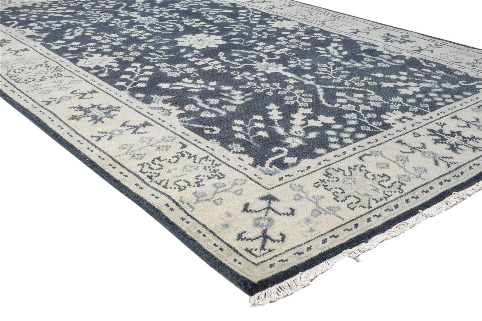 Black Wool Rug 5X7 Persian Hand Knotted Sarouk-Indian Oriental Room Size Carpet 7860690190485