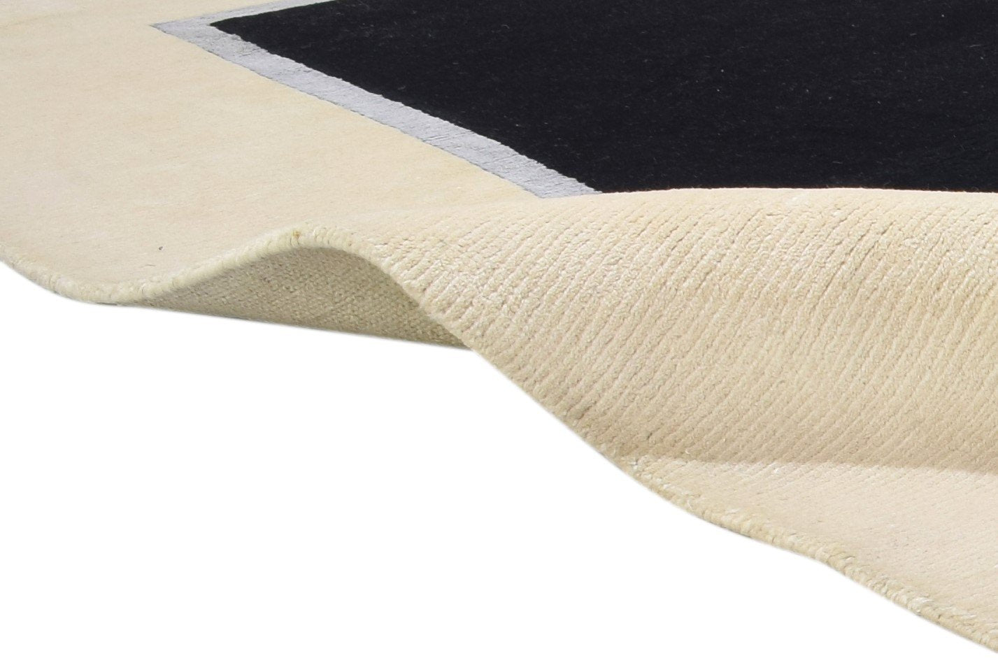 Black Wool Rug 6X8 Modern Hand Knotted Scandinavian Bordered Room Size Carpet 7864896716949