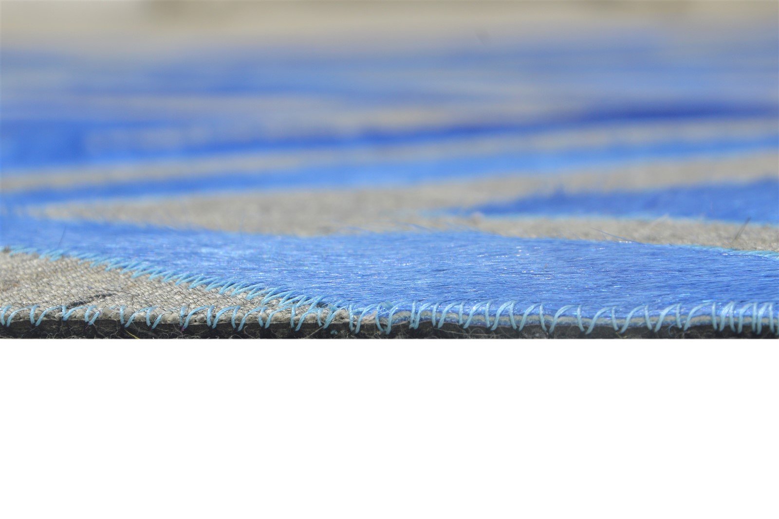 Blue Leather / Cotton Rug 6X6 Modern Hand Woven Moroccan Diamond Room Size Round 7864864080021
