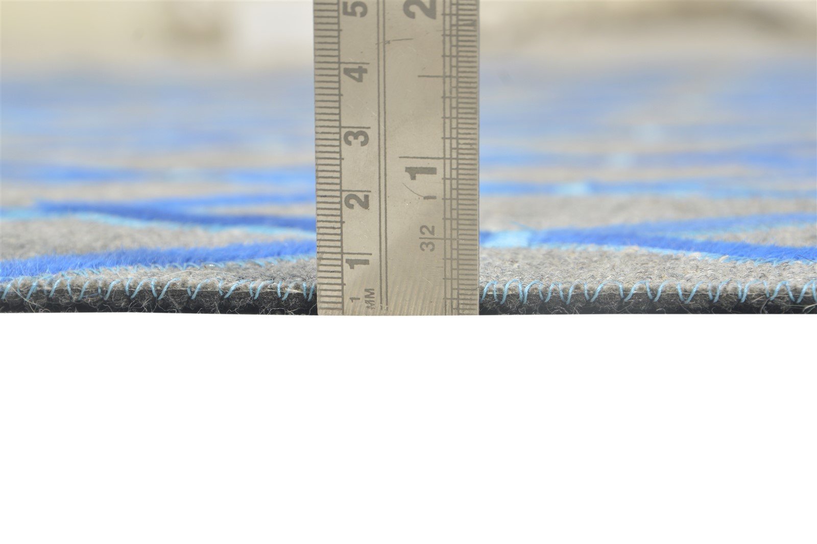 Blue Leather / Cotton Rug 6X6 Modern Hand Woven Moroccan Trellis Room Size 7864916246677