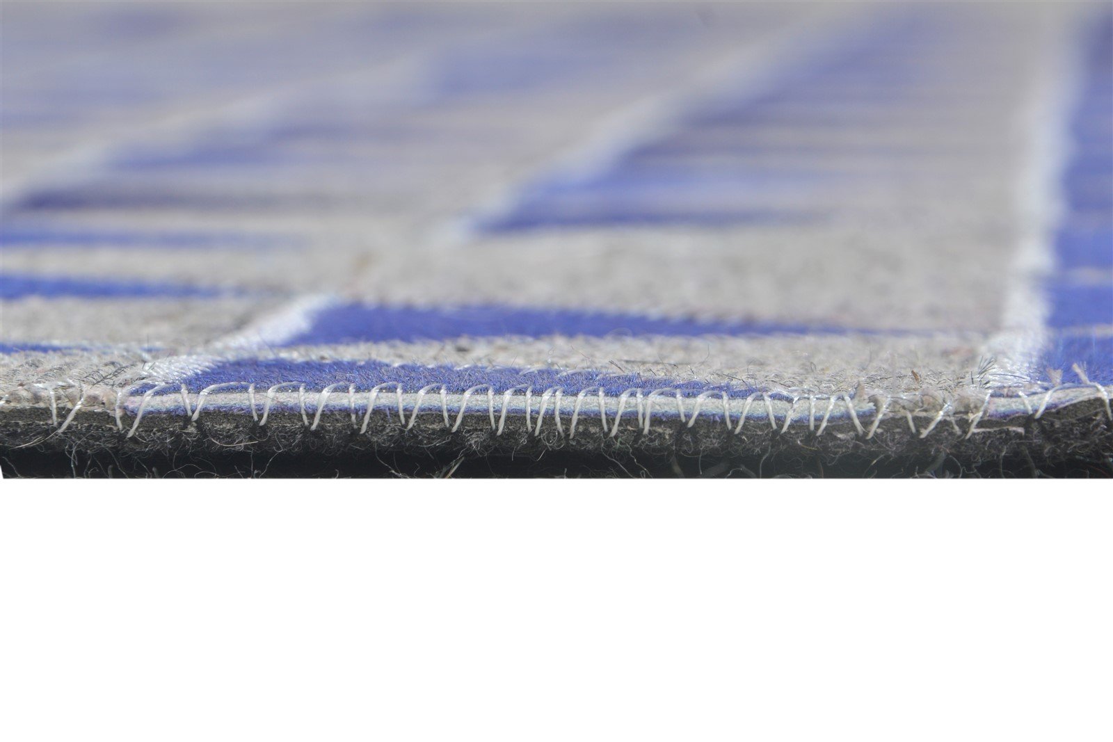 Blue Leather / Cotton Rug 6X6 Modern Hand Woven Scandinavian Triangles Room Size 7864936530069